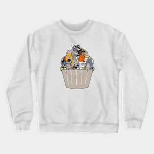 Pop Art Cupcake Pastry Lover Baked Goods Cute Cats Pattern Crewneck Sweatshirt